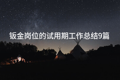 钣金岗位的试用期工作总结9篇